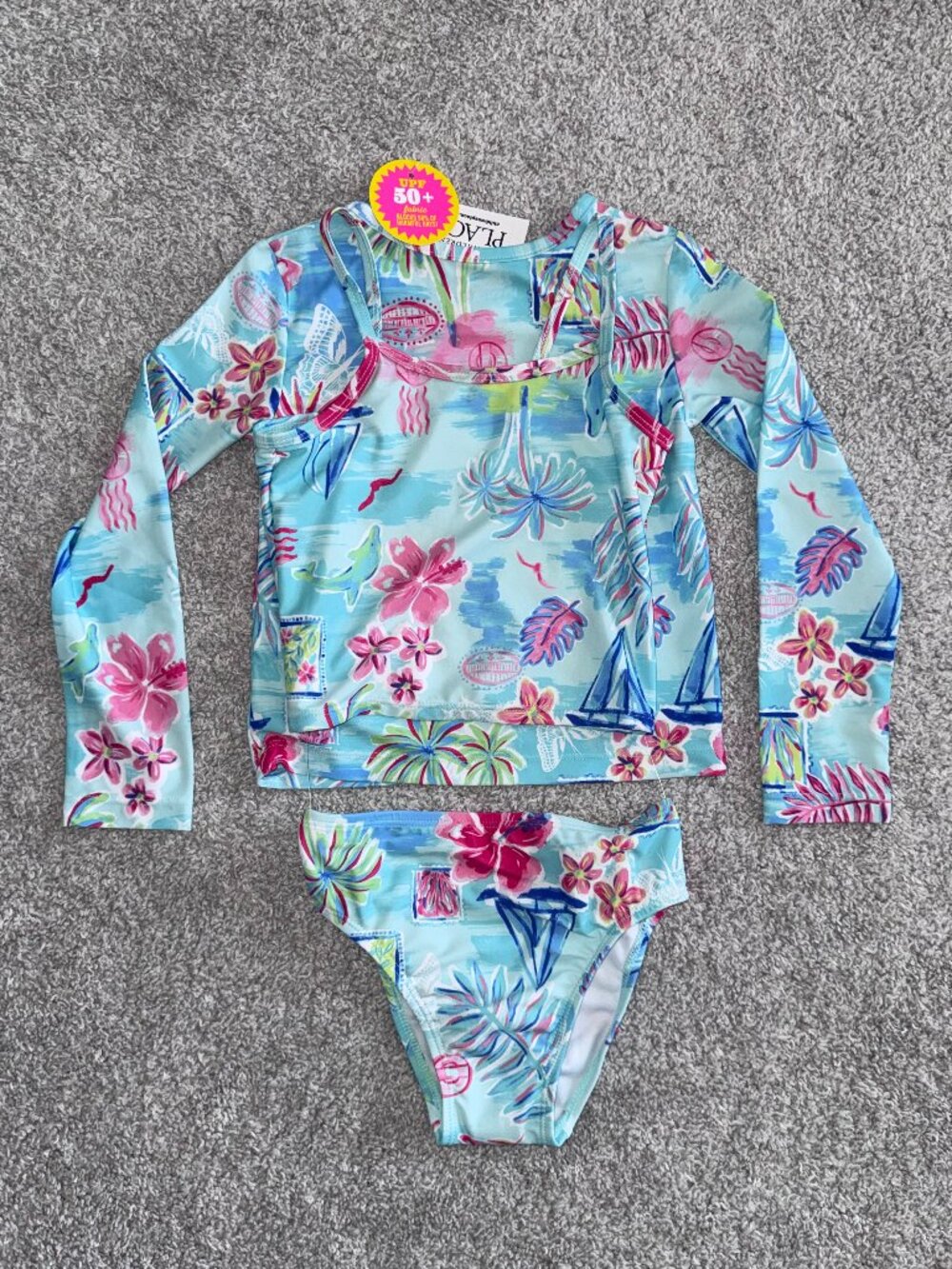 Toddler Girls Size 4T Tropical 3-Piece Swimsuit, New with Tags, NWT - Picture 2 of 8